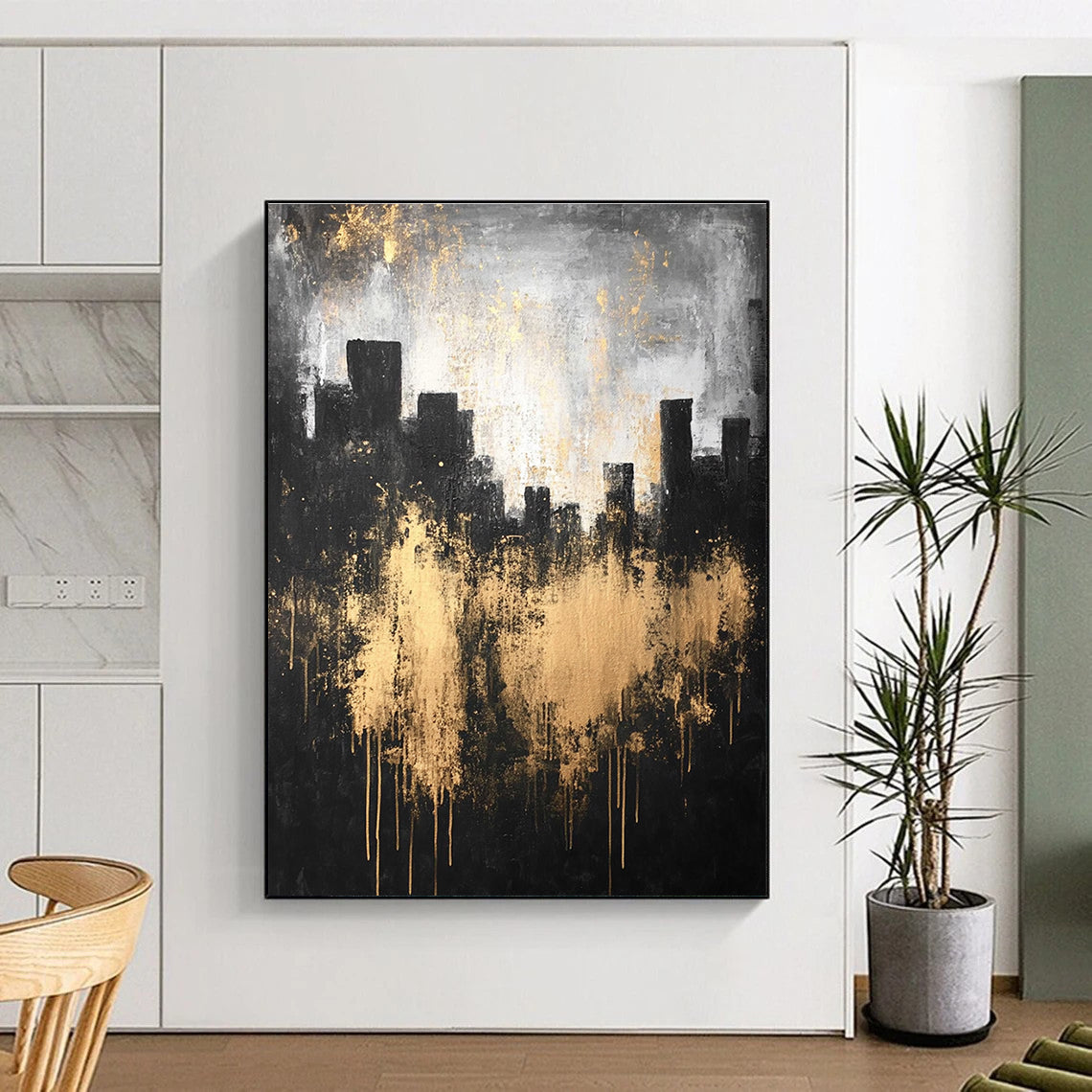 Gold - Splattered Cityscape for Sophisticated Dining Room & Art - Centric Lounge STSC216