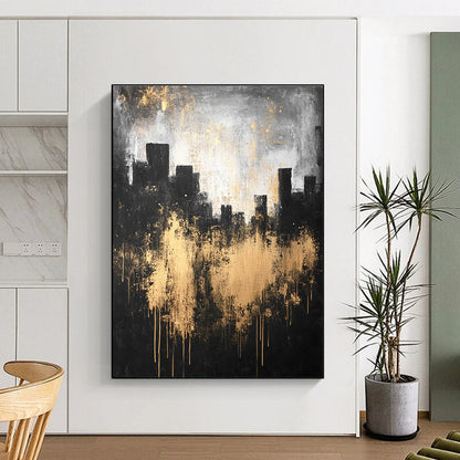 Gold - Splattered Cityscape for Sophisticated Dining Room & Art - Centric Lounge STSC216