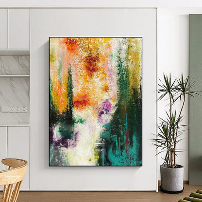 Colorful Floral - Inspired Abstract Art for Garden - Themed Restaurant Private Dining Rooms DLZ0007