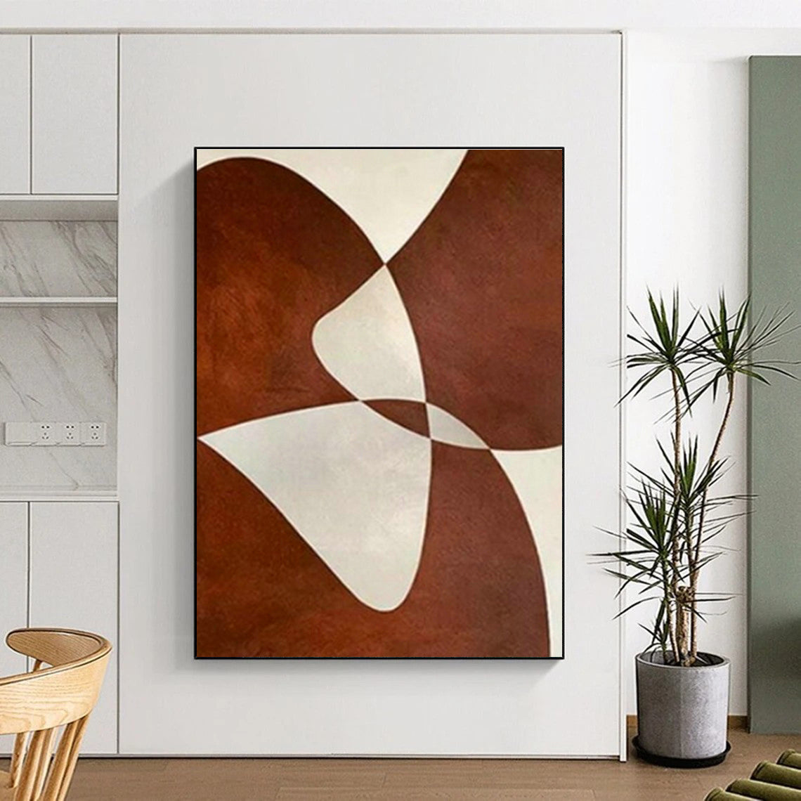 Geometric Brown - White Art for Modern Living Room & Office Reception DLZ2018