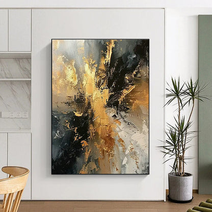 Gold - Gray - Black Abstract Art for Trendy City Bar & Corporate Executive Office DLZ1748