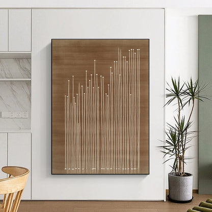 White Stalks on Brown for Minimalist Home Office & Nature - Inspired Art Gallery STSC929