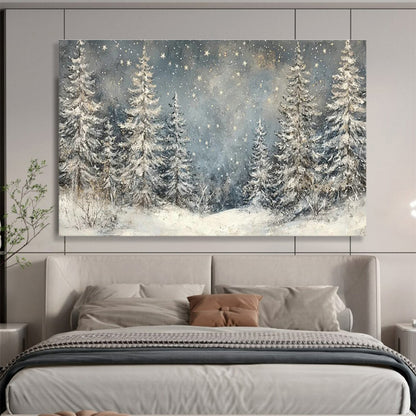 Snowy Forest Night Art for Nordic - Style Ski Resort Lounge Areas DLZ3194
