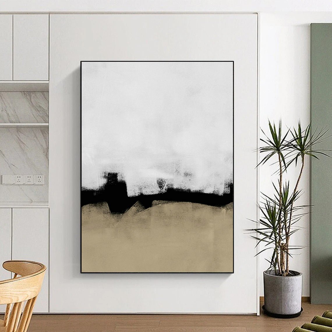 Black - White - Brown Abstract Art for Living Room & Study DLZ0515