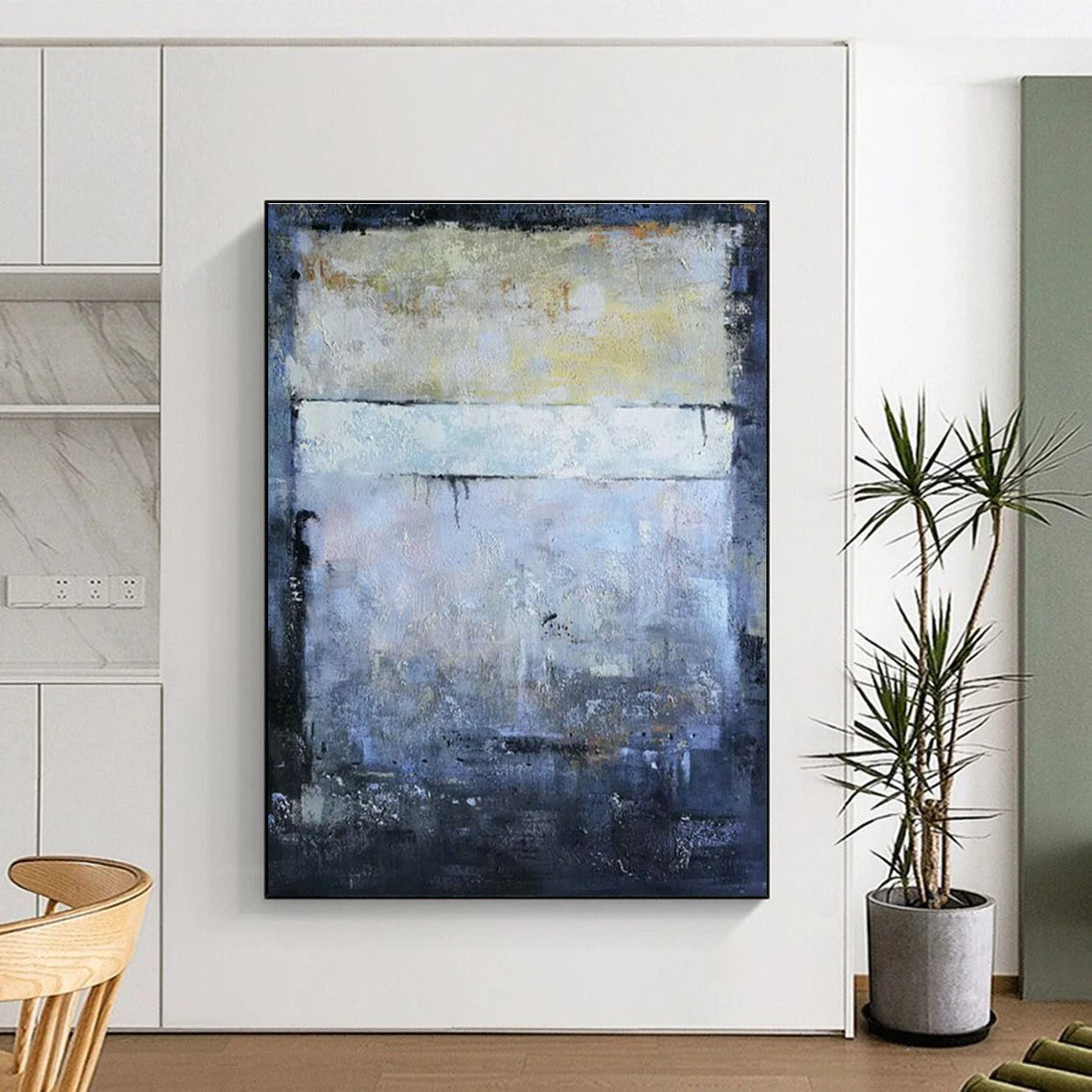 Light Blue Abstract Block Art for Dining Room & Hotel Lobby DLZ2275