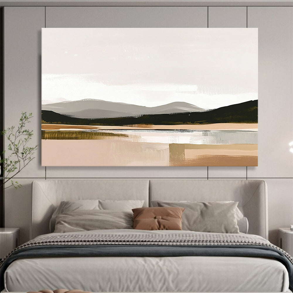 Minimalist Mountain Lake Art for Modern Home Office & Scandinavian - Style Living Room SC081