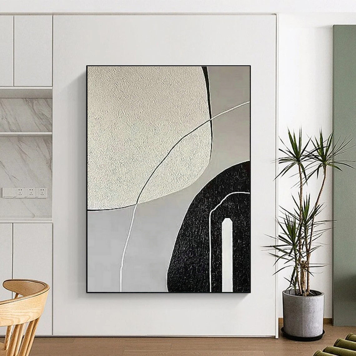 Gray - White Geometric Abstract Art for Scandinavian Home & Contemporary Office DLZ1146