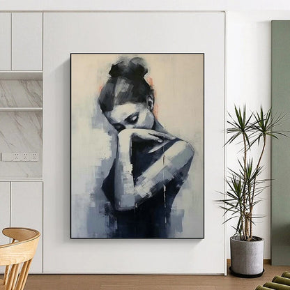 Contemplative Woman Art for Minimalist Study & Emotional Wellness Center DLZ1554
