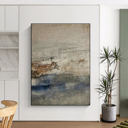 Gray - Blue Abstract Art for Coastal Home Bedroom Accents DLZ0211