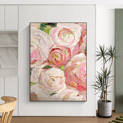 Pink - White Floral Oil Painting for Romantic Bedroom & Wedding Venue Lounge DLZ0990