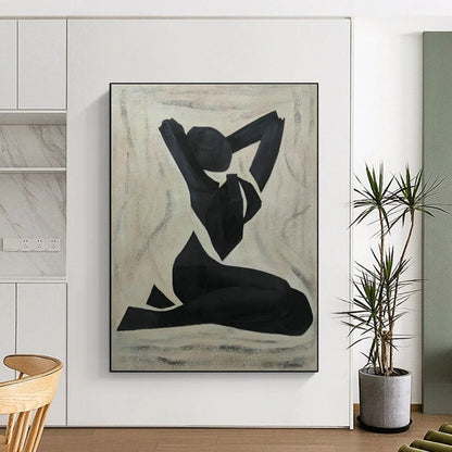 Black Yoga Pose Silhouette Art for Wellness Center & Minimalist Bedroom DLZ2265