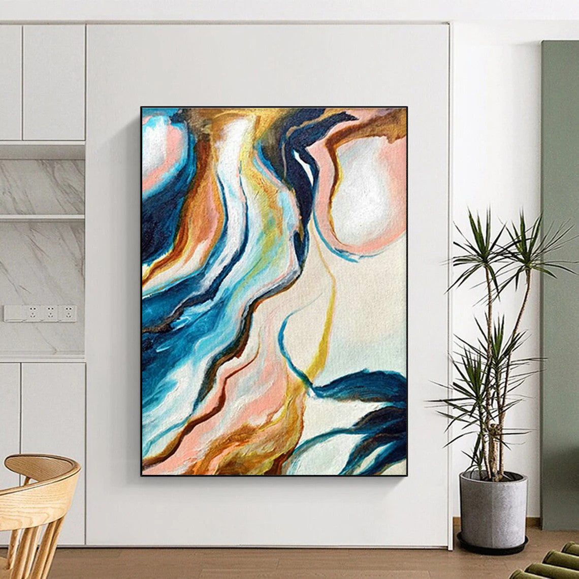 Fluid Abstract Art for Modern Home Bathroom Walls DLZ0032