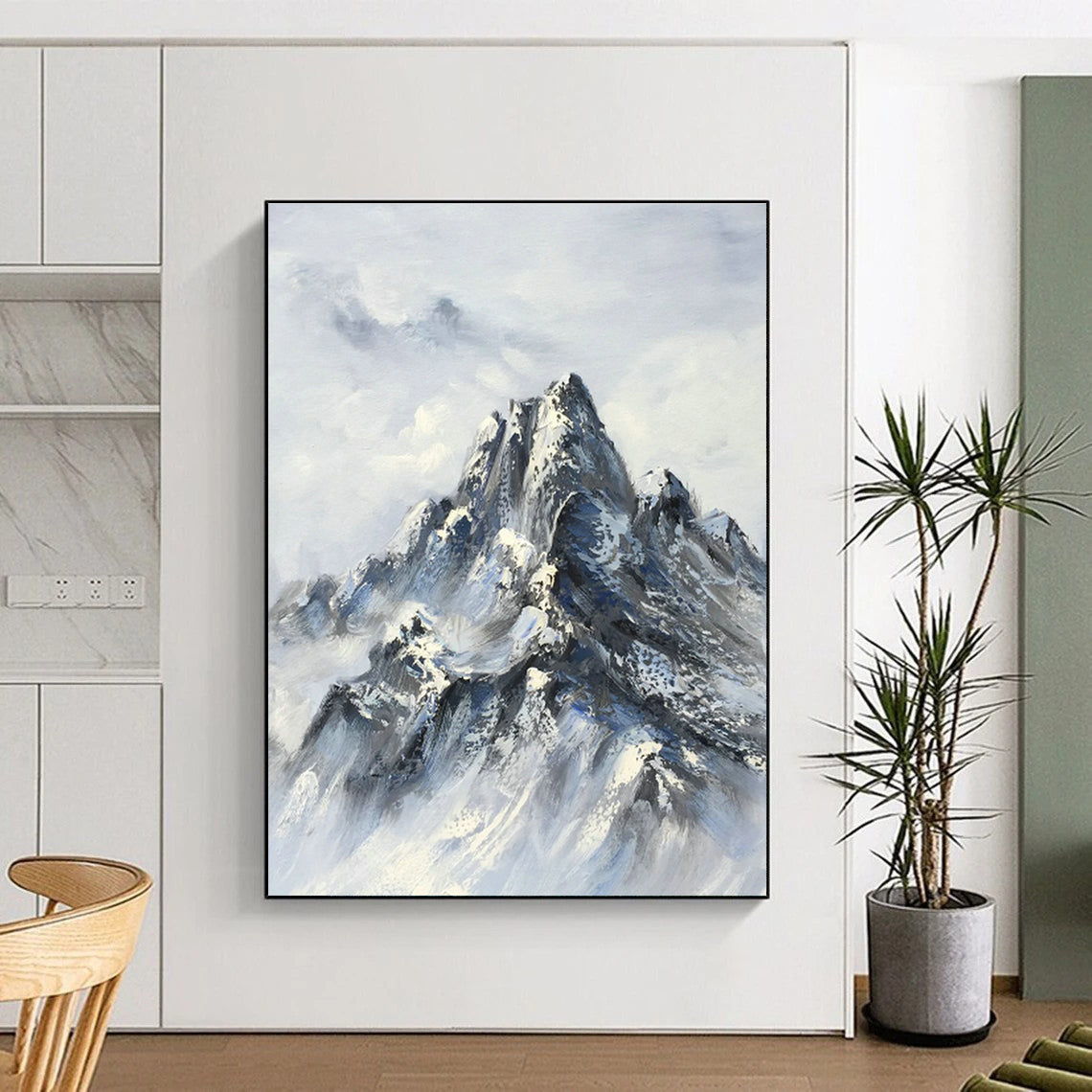 Traditional Snowy Mountain Painting for Mountain Lodge & Art Collector’s Home DLZ1266