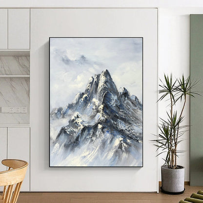 Traditional Snowy Mountain Painting for Mountain Lodge & Art Collector’s Home DLZ1266