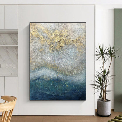 Gold - Gray Textured Sea Art for Luxury Yacht Club & Rooftop Sunset Bar DLZ0965