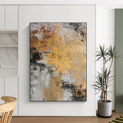 Gold - Gray Abstract Art for High - End Restaurant Private Dining Rooms DLZ0013