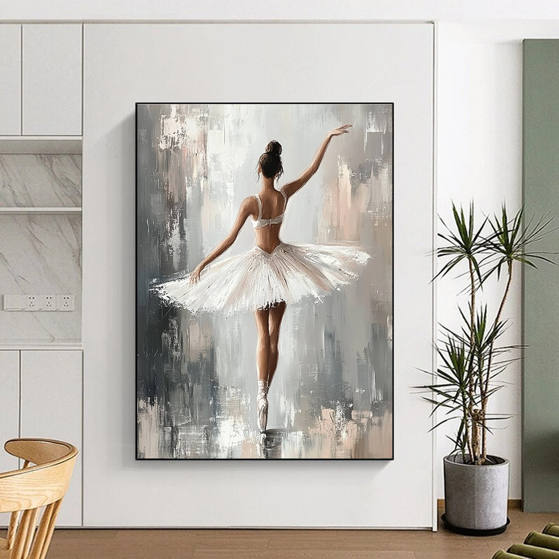 Ballerina in White Tutu Art for Dance Studio & Elegant Bedroom STSC1380