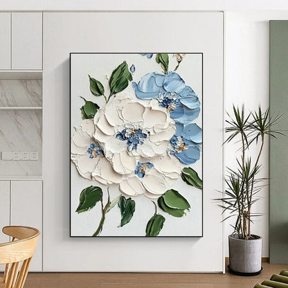 Blue and White Flower Art for Coastal Bedroom & Nautical - Themed Café DLZ1394
