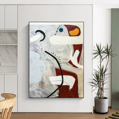 Gray - White - Red Abstract Art for Modern Loft & Home Studio DLZ1115