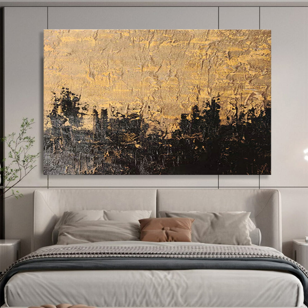 Black - Gold Textured Abstract Art for Stylish Studies DLZ2404