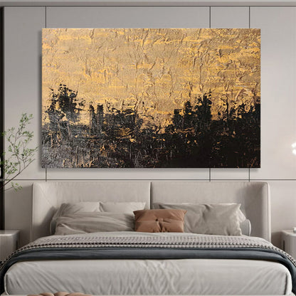 Black - Gold Textured Abstract Art for Stylish Studies DLZ2404
