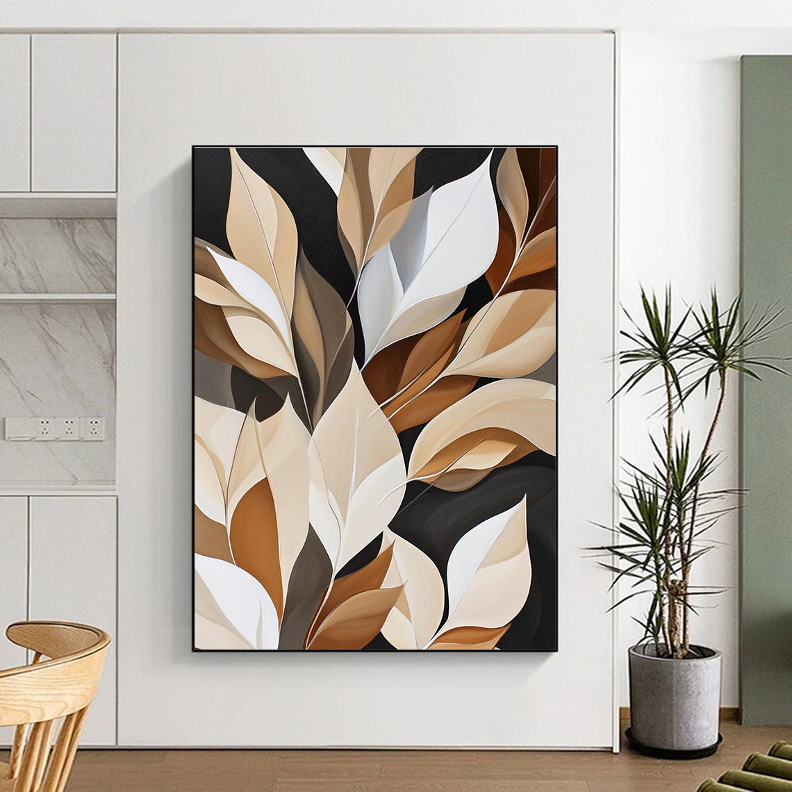 Beige and Brown Leaves for Modern - Minimalist Living Room & Sophisticated Office STSC367