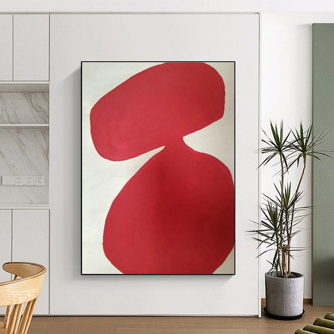 Gray - White - Red Geometric Art for Mid - Century Modern Home & Art - Centric Library DLZ1894