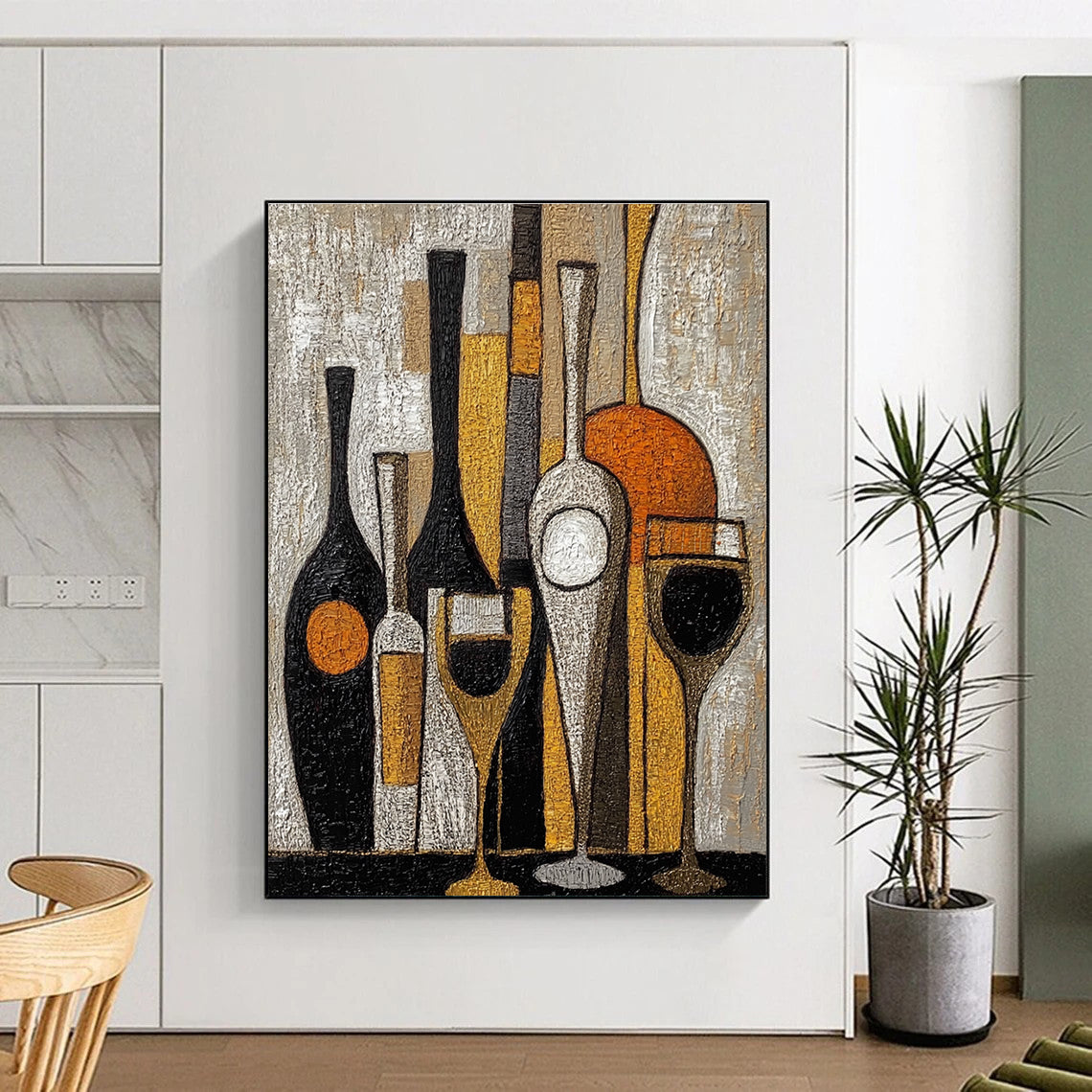 Bottles and Glasses Still Life for Rustic Wine Cellar & Art - Centric Dining Room STSC369