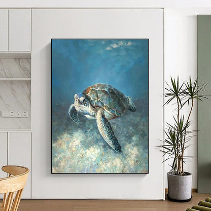 Realistic Sea Turtle Art for Coastal Home Bathroom & Marine - Themed Gallery DLZ2143