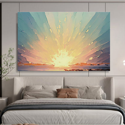Vibrant Sunrise Abstract Art for Inspirational Yoga Studio DLZ3049