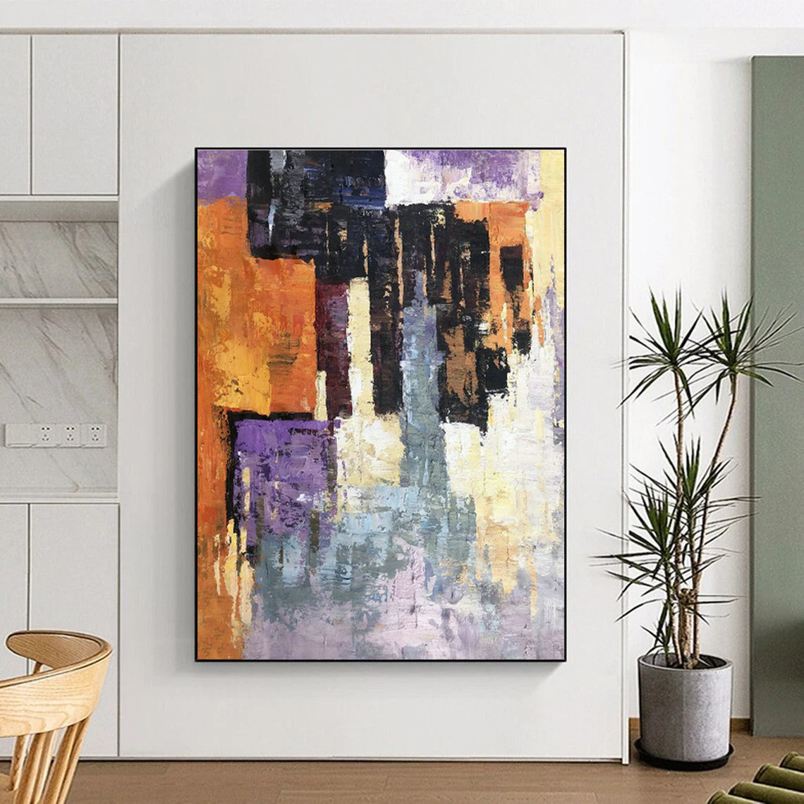 Color - Block Geometric Abstract Art for Bold Living Room & Trendy Retail Store DLZ1312