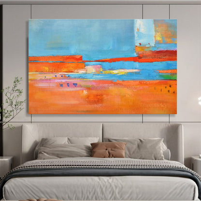 Energetic Orange - Blue Contrast Abstract Art to Ignite Vibrancy in Your Living Space Gatherings DLZ2792
