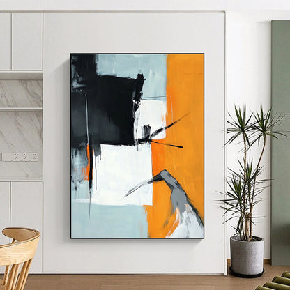 Geometric Orange & Gray Art for Dining Room & Modern Office STSC725