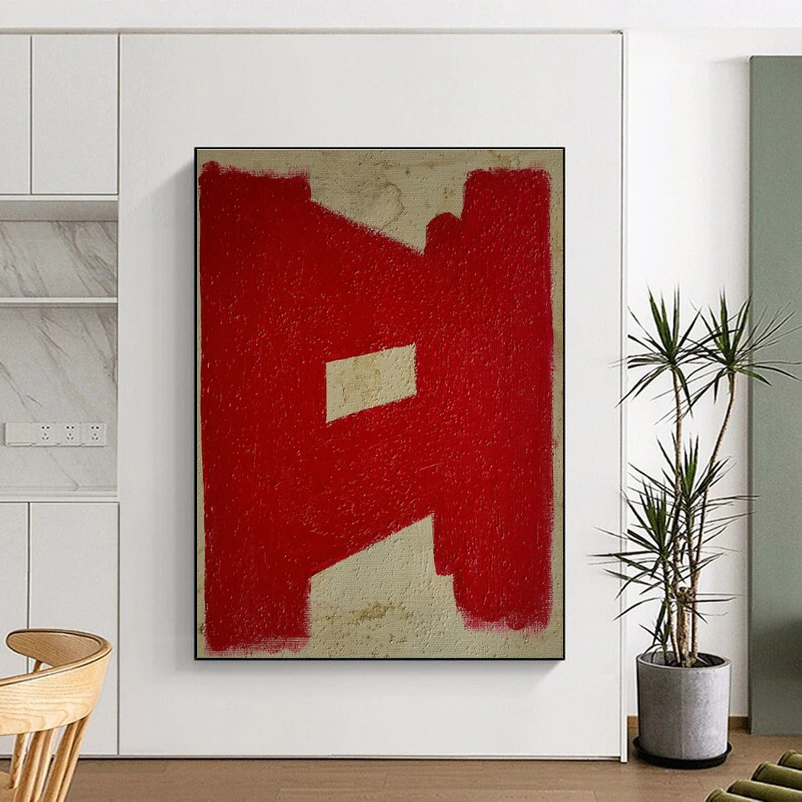 Red Geometric Abstract Art for Contemporary Café & Art Studio DLZ1083