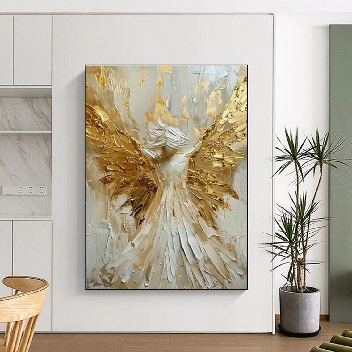 Angel with Golden Wings Art for Spiritual Home Altar & Art - Loving Church Fellowship DLZ1549