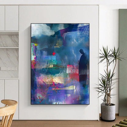 Abstract with Red Cross for Contemporary Art Gallery & Thought - Provoking Library STSC574