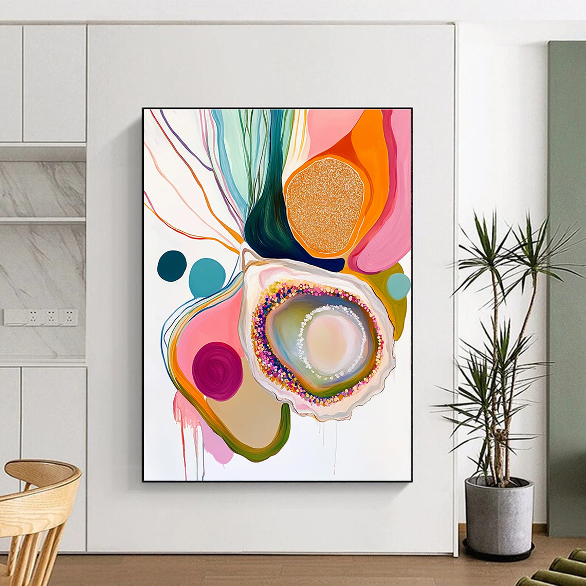 Vibrant Oyster Abstract Art for Dining Room & Sunroom STSC665