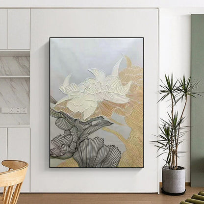 Gold - Line Flower Art for Living Room & Bedroom DLZ0472