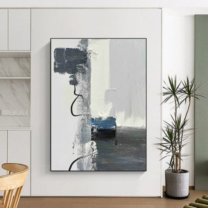 Gray - Blue - White Abstract Art for Minimalist Living Room & Wellness Spa Reception DLZ1672