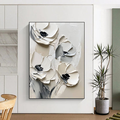Monochrome Textured Flowers for Minimalist Home & Contemporary Art Gallery STSC512