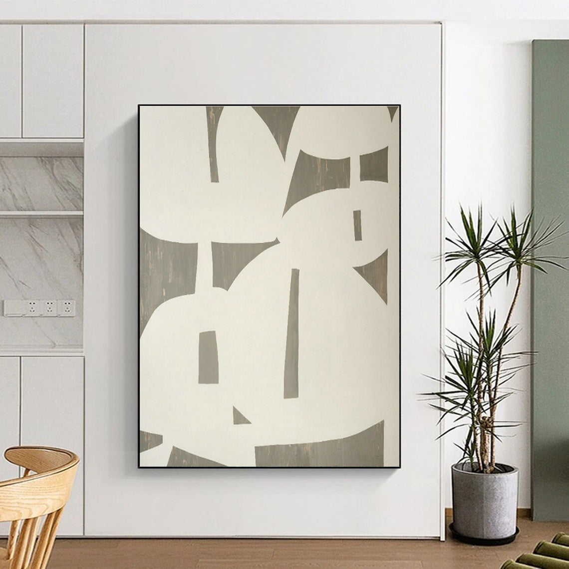 Gray - White Geometric Art for Minimalist Gallery & Industrial - Style Office DLZ1888