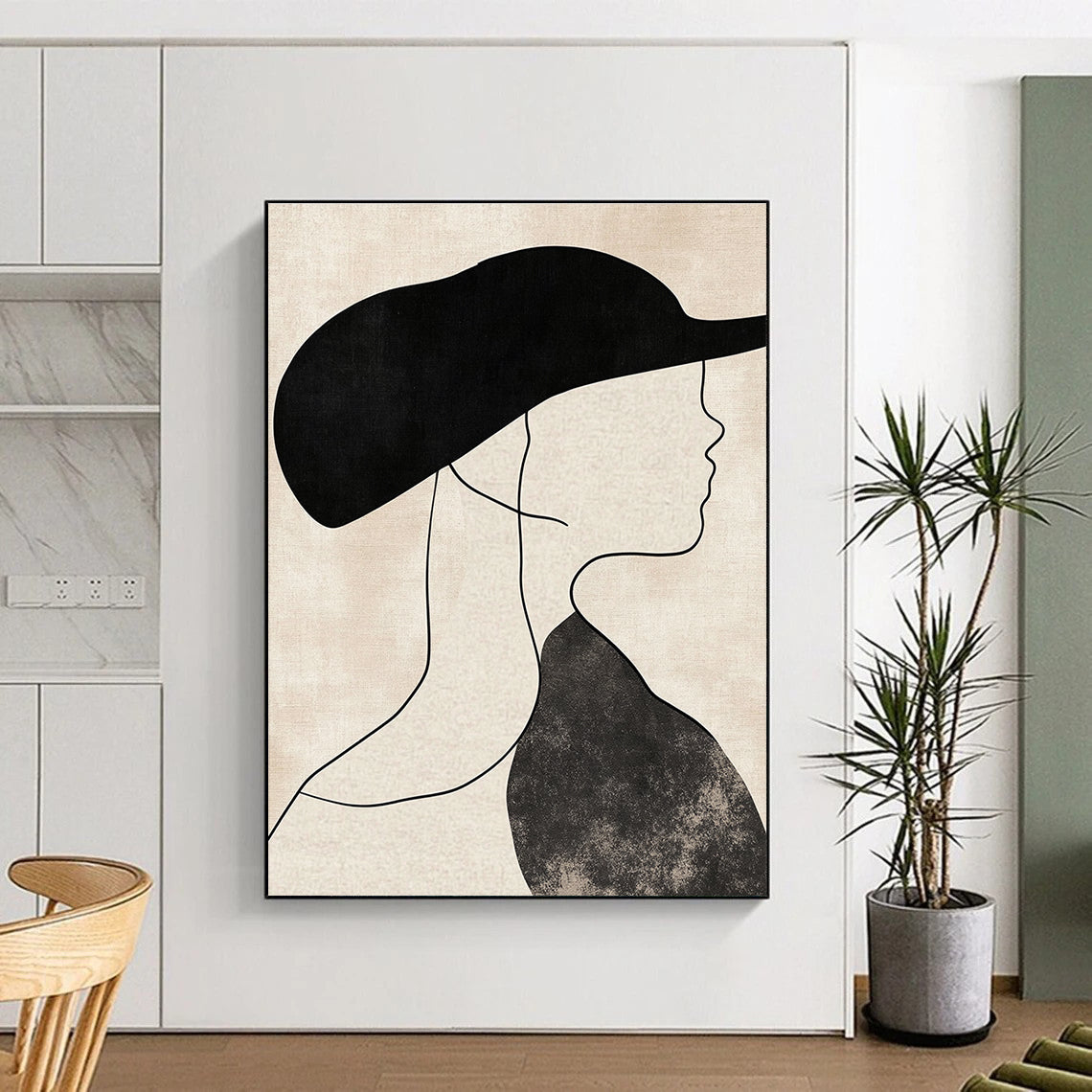 Woman with Black Hat Art for Fashion - Forward Boutique & Art - Decorated Dressing Room STSC1333