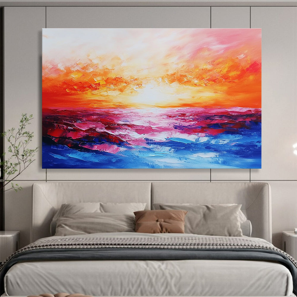 Vivid Sunset Sea Art for Beachfront Bar & Bold Dining Room SC074