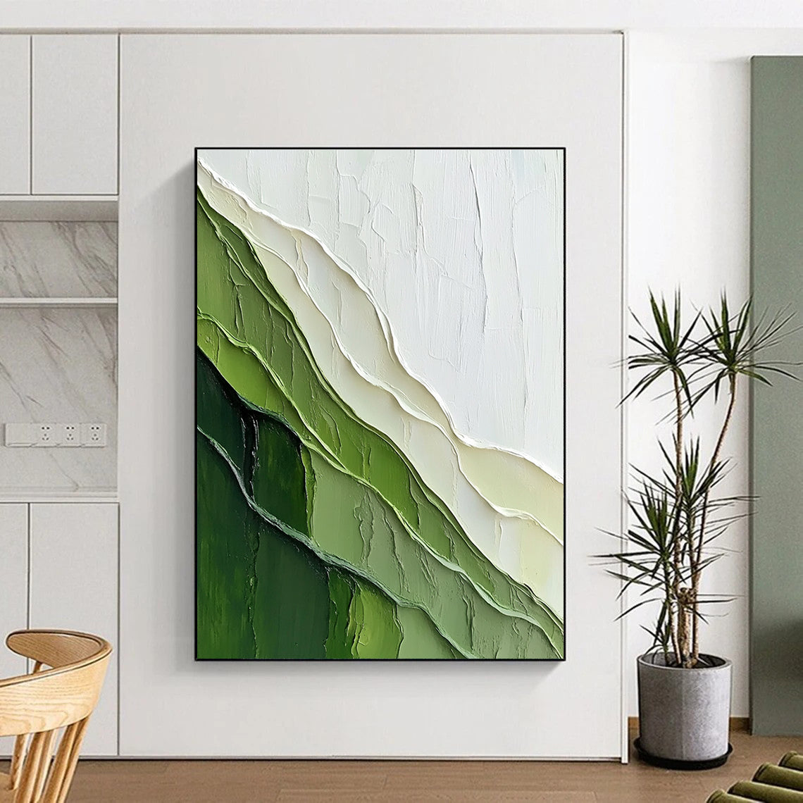 Green & White Textured Landscape for Modern Living Room & Nature - Inspired Office STSC1120