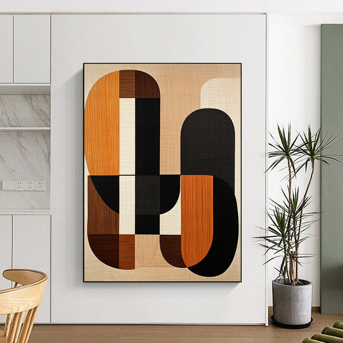 Wooden - Texture Geometric Shapes Art for Home Decor Store & Mid - Century Modern Living Room STSC1319