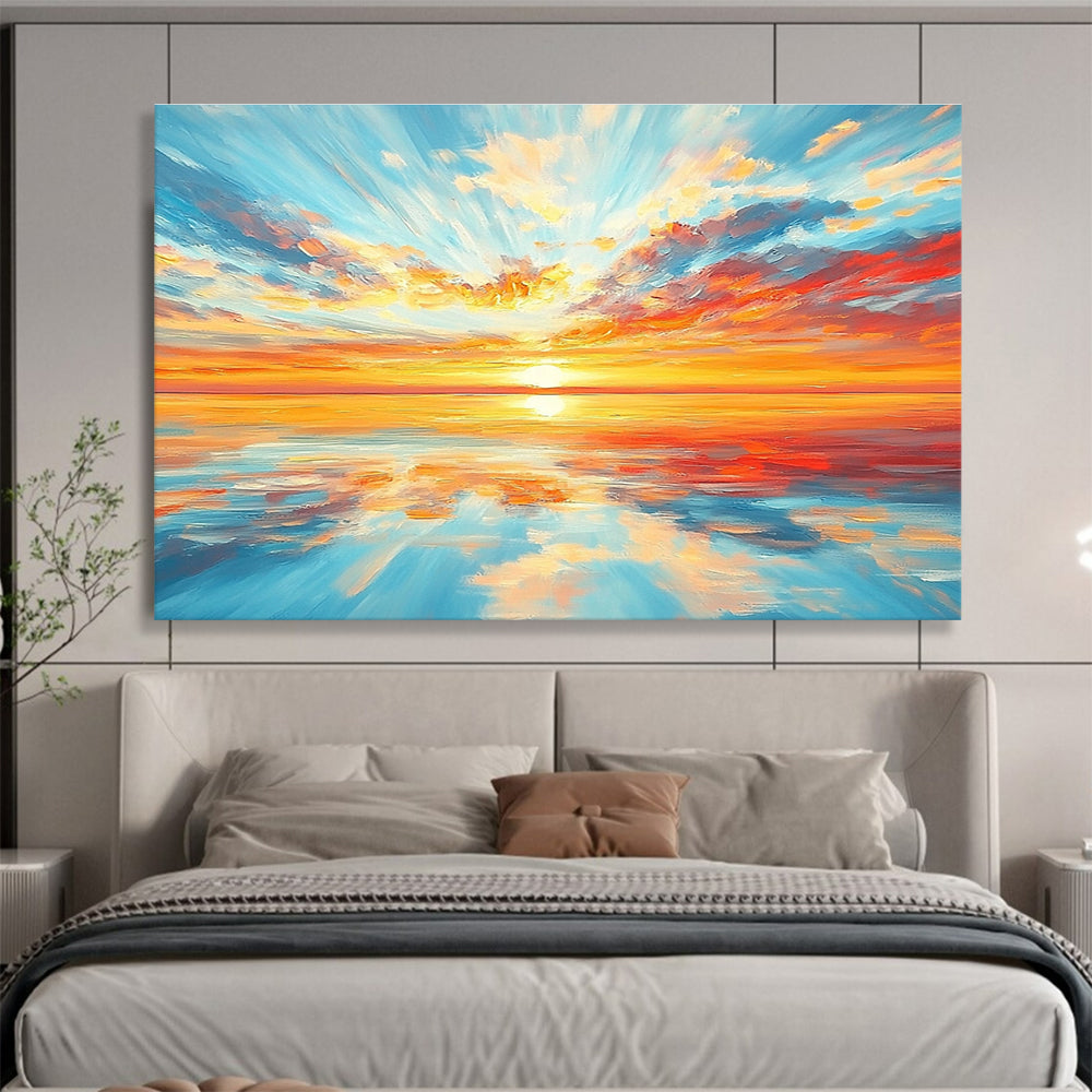 Breathtaking Sunset Over Sea Art for Coastal Living Room & Beachfront Hotel SC403