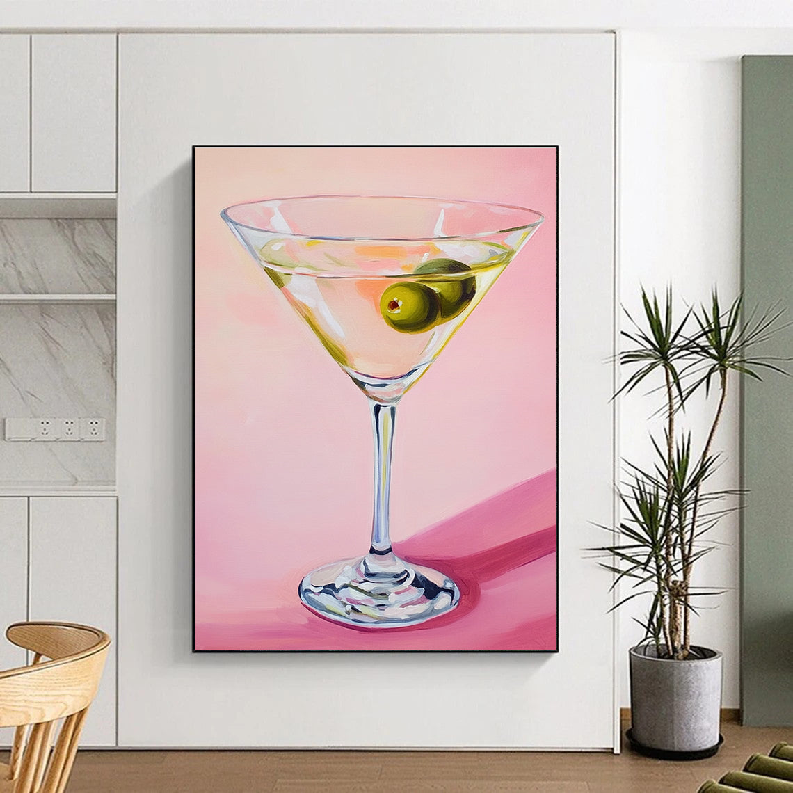 Martini Glass with Olives Art for Cocktail Bar & Sophisticated Dining Room STSC1383
