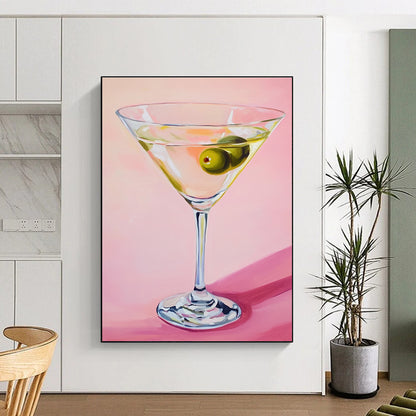 Martini Glass with Olives Art for Cocktail Bar & Sophisticated Dining Room STSC1383