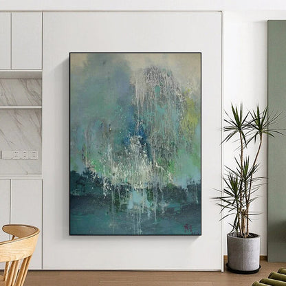 Blue - Green Waterfall - Inspired Abstract Art for Bedroom & Spa Resort DLZ1206