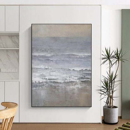 Gray - White Abstract Sea Art for Nautical Home Office & Art - Focused Café DLZ2069